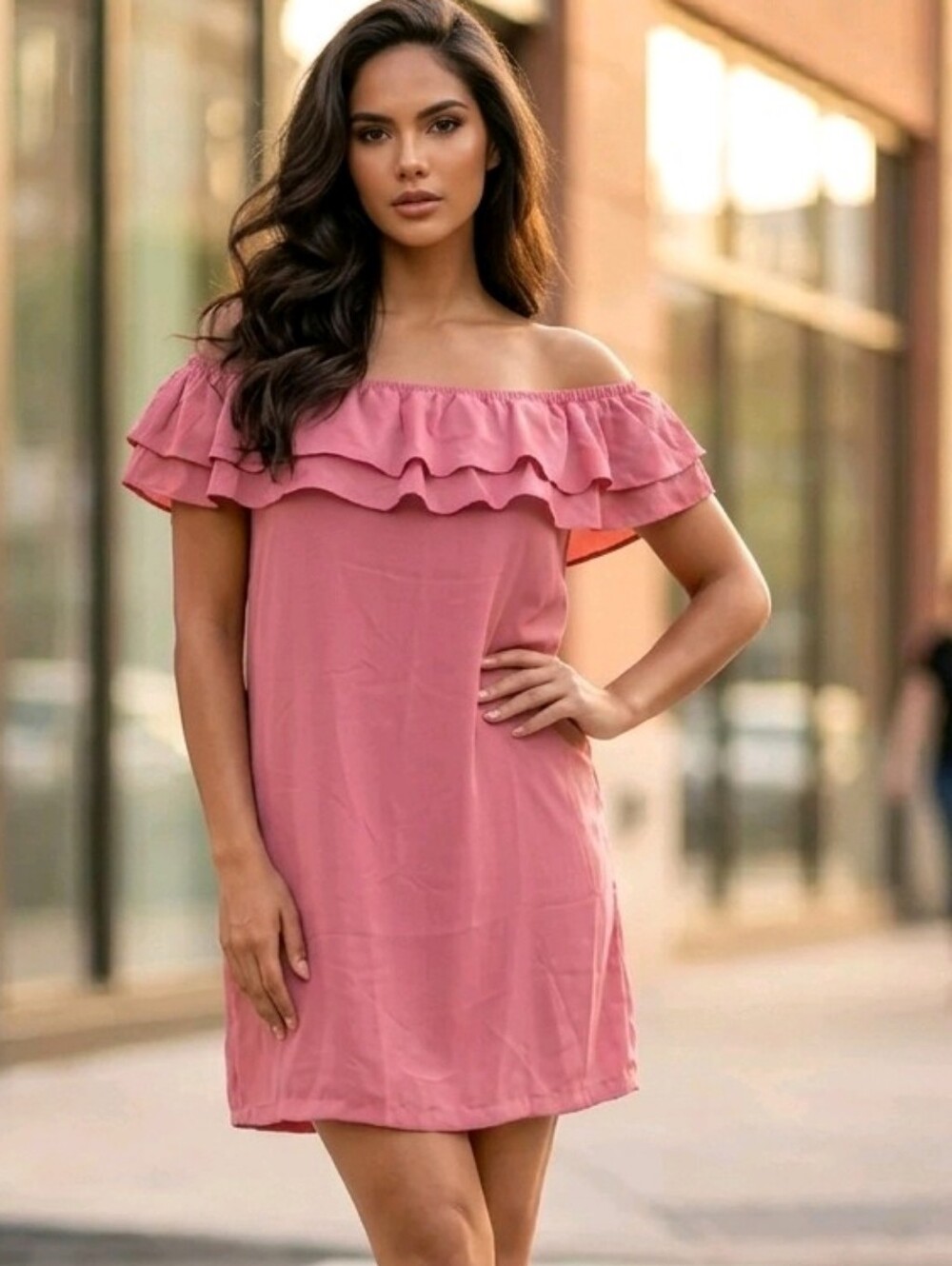 NWT | SMALL | Tiered Ruffle Mini Dress with flat pockets
